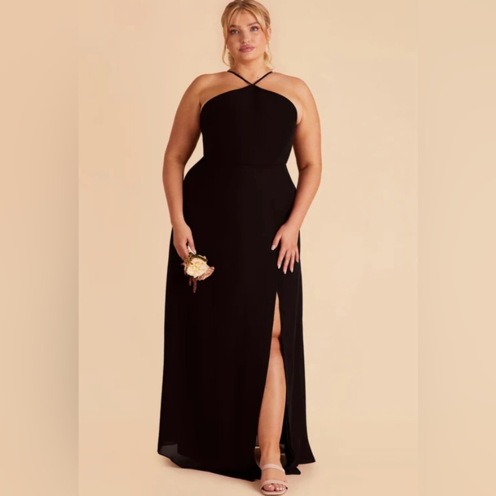 Birdy Grey Strapless Black Gown with Side Slit